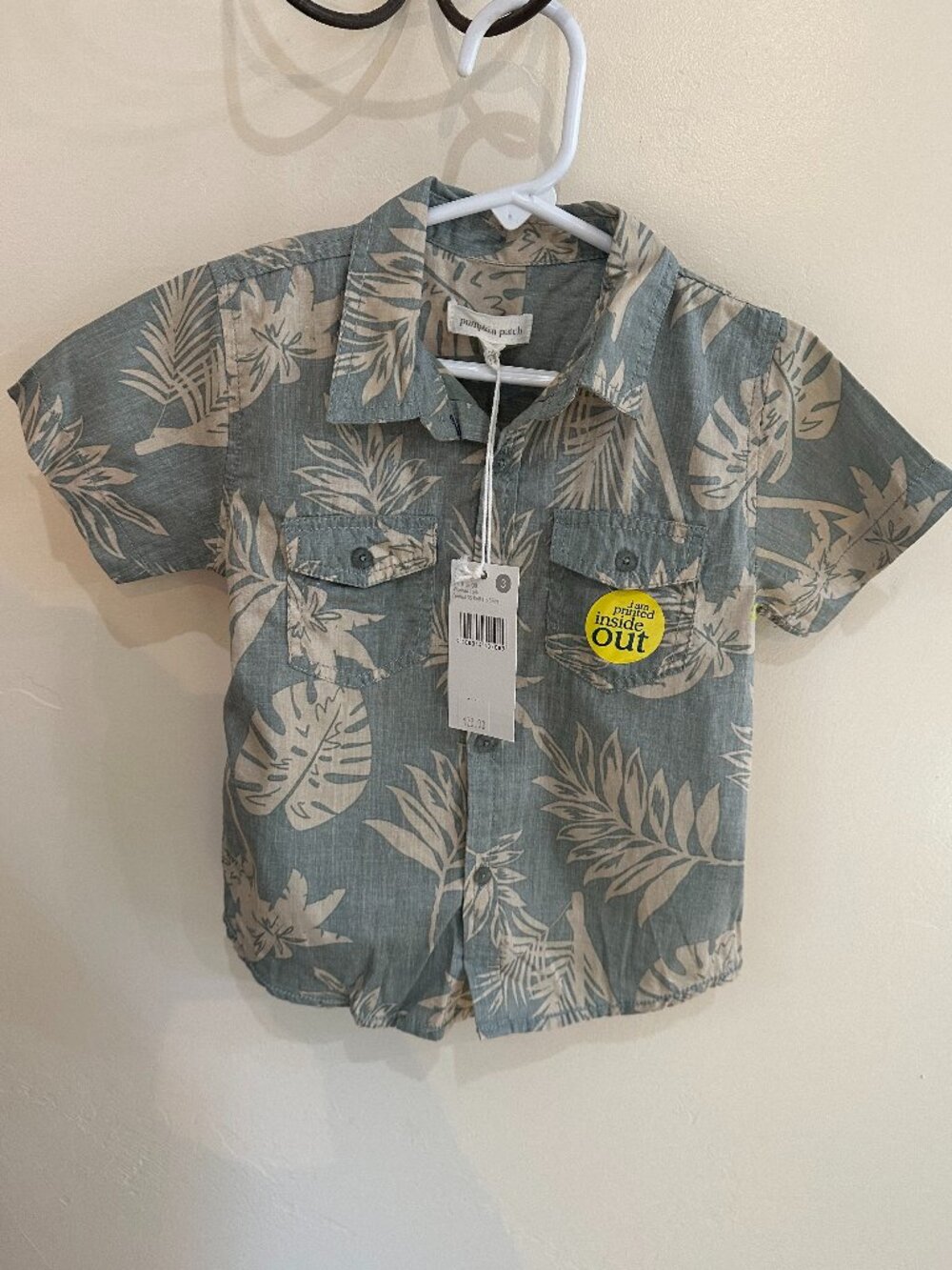 NWT Vintage Pumpkin Patch Green With Envy Printed Roll Up Shirt Size 3 2015 DS